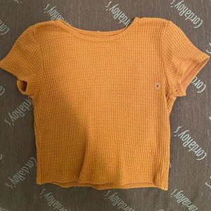 Rusted orange color short sleeve crop top